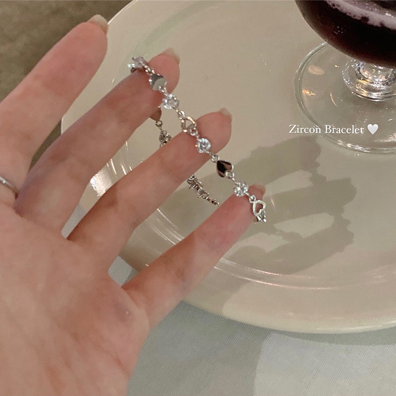 Phong cách Hàn Quốc có thể điều chỉnh chất lượng cao Zircon nữ thời trang cá tính vòng tay trái tim