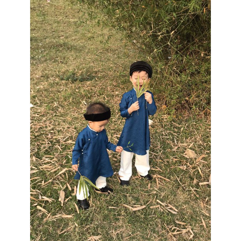 Bộ ngũ thân bé trai màu xanh cổ vịt