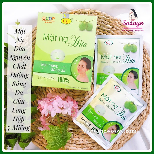 Mặt Nạ Dừa Nguyên Chất Dưỡng Sáng Da Cửu Long Mask From Coconut Smooth And Whitening