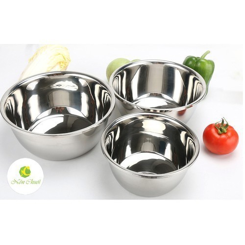 Bộ 2 Thau Inox size 18 và 24 Cm Làm bằng Loại Inox Cao Cấp - Thành Dày