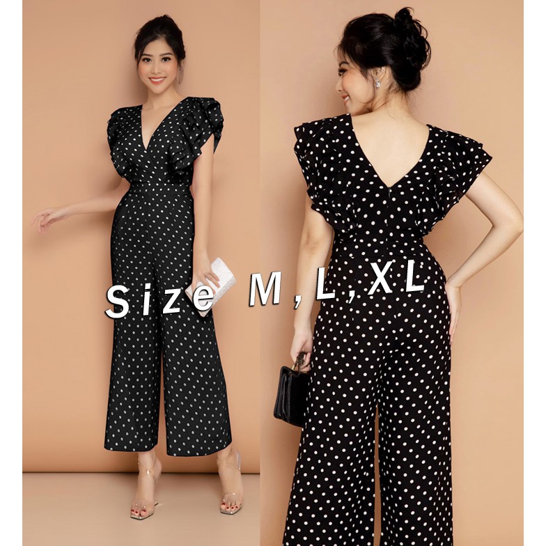Jumpsuit nữ dài ống suông tay bèo xinh xắn J985
