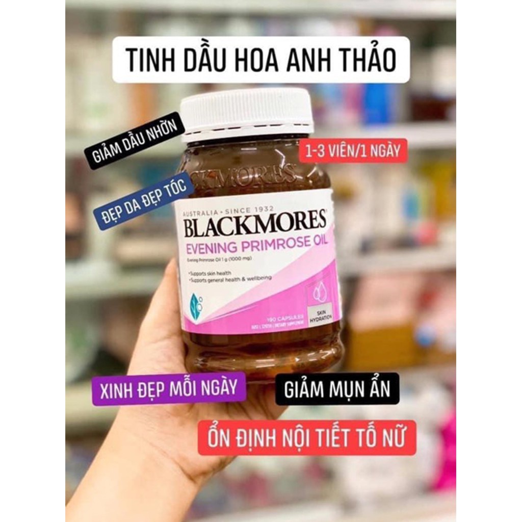 [Hàng Úc] Viên Uống Tinh Dầu Hoa Anh Thảo Blackmores Evening Primrose Oil 190 Viên Úc blackmore chính hãng