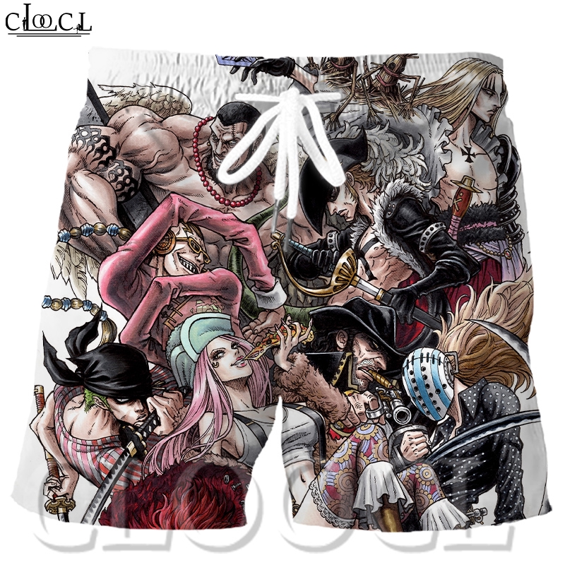Quần Short Dây Rút Co Giãn In Họa Tiết One Piece 3D Độc Đáo Thời Trang Đi Biển Cho Nam
