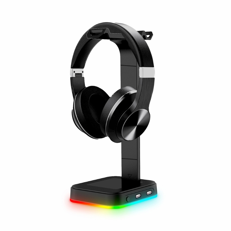 Giá Đỡ Tai Nghe RGB Nhiều Màu Kèm 2 Cổng Sạc USB Tiện Dụng