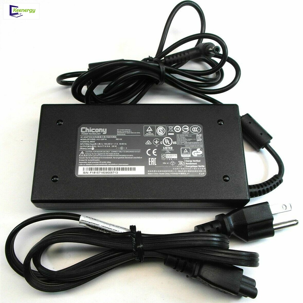 Alimentatore DTK 19.5V 6.15A 120W Per Laptop MSI, Lenovo, MEDION E Monitor Samsung. Connettore 5.5x2.5mm, Cavo Totale 2.8m. Caricabatterie Con Protezioni, Certificato CE/FCC.