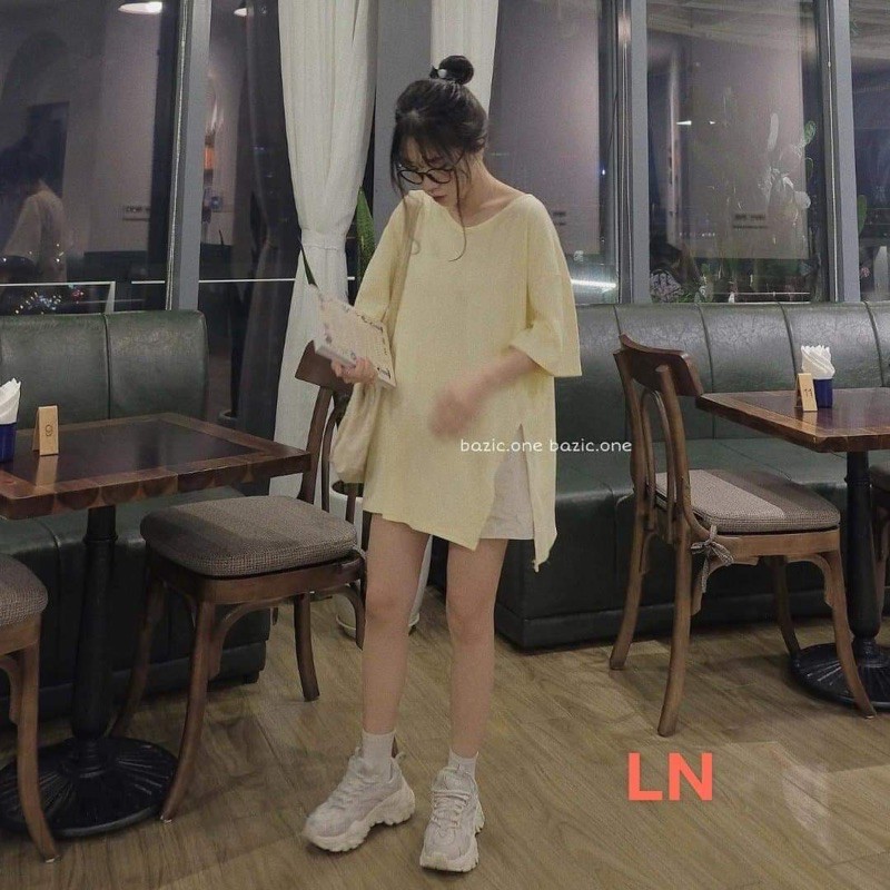 Áo xẻ tà cộc tay cotton DV6