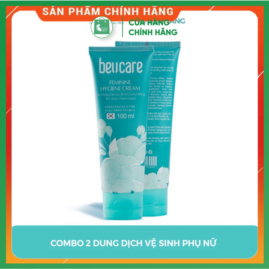 Combo 2 chai dung dịch vệ sinh phụ nữ BeUcare 100ml hương bạc hà, làm sạch dịu