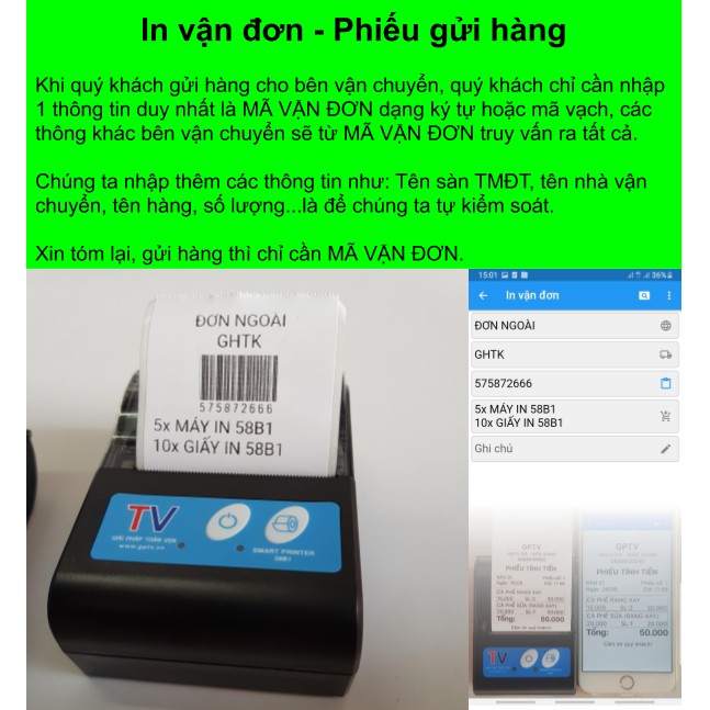 Máy in bill Bluetooth nhiệt Mini không dây KiotViet Viettelpay Airpay vận đơn hóa đơn phiếu tính tiền ảnh chụp màn hình | BigBuy360 - bigbuy360.vn