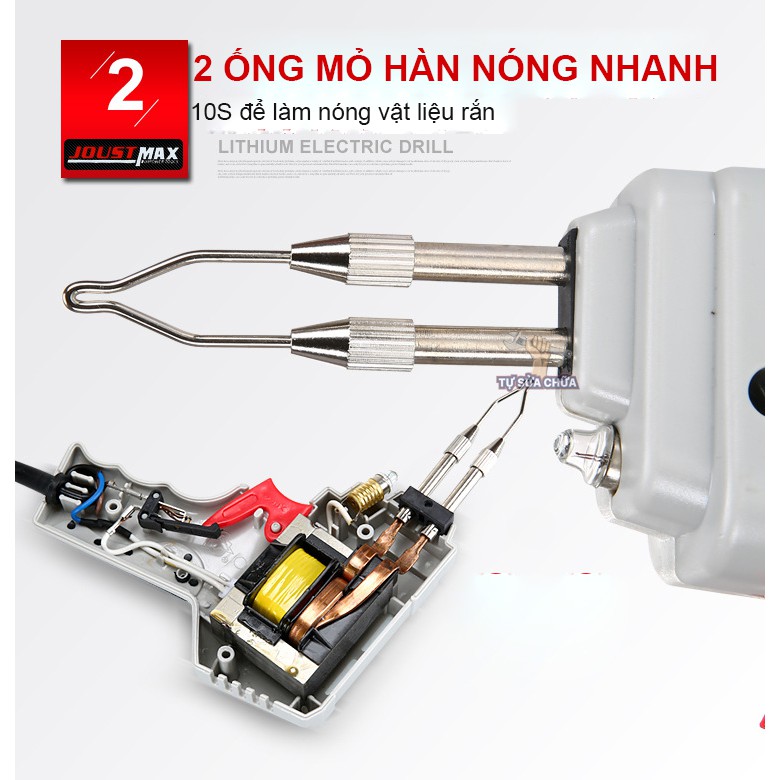 Mỏ hàn xung cao cấp chính hãng Joust Max 100W có đèn trợ sáng cho mối hàn đẹp và chính xác, làm nóng cực nhanh