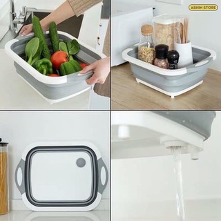 Bộ chậu gấp gọn đa năng kèm thớt 3 in 1