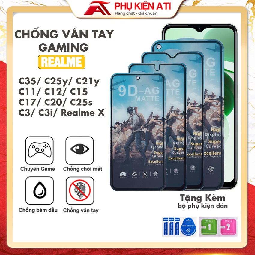 [GAMING] Kính cường lực Realme C33 C25y C21y C11 C12 C15 C17 C20 C25 C25s C30 C3 Chống vân tay Siêu mượt chơi game, nhám
