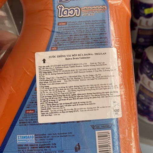 Nước Thông Tắc Cống , Bồn Cầu Daiwa Thái Lan 1000ML . Đánh Tan Mọi Hợp Chất Hữu Cơ