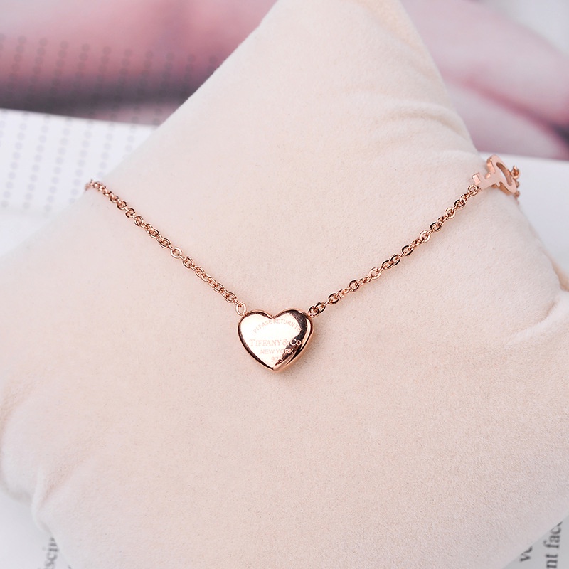 Dây Chuyền Mạ Vàng Hồng 18K Mặt Hình Trái Tim Sang Trọng Cho Nữ
