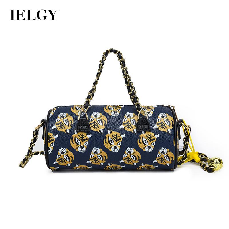 IELGY Túi Đeo Vai Hình Trụ In Họa Tiết Hoạt Hình Dễ Phối Đồ Thời Trang Cho Nữ