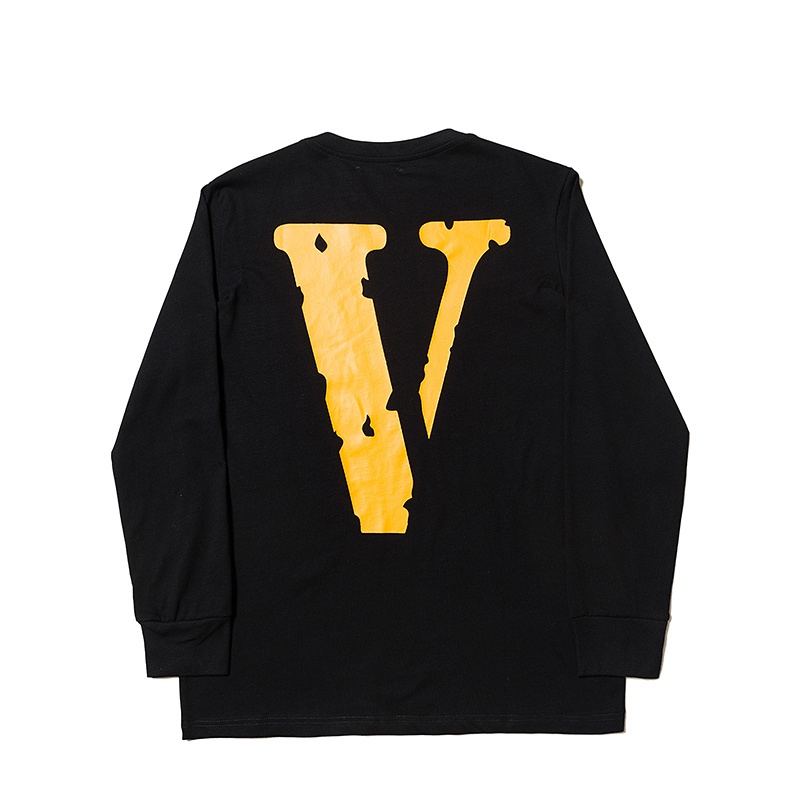 Áo thun tay dài in chữ Vlone phong cách đường phố cho cặp đôi