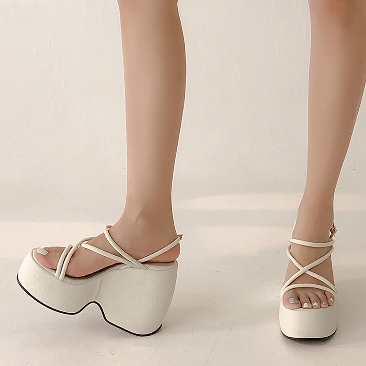 Giày Sandal Cao Gót Đế Dày 12.5cm Phong Cách Thời Trang Mùa Hè Hàn Quốc 2022