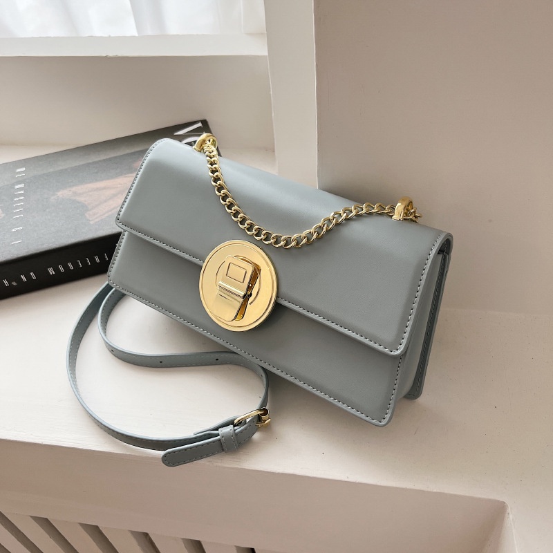 Túi xách IELGY đeo vai màu đen gắn dây xích kiểu cách cổ điển cho nữ