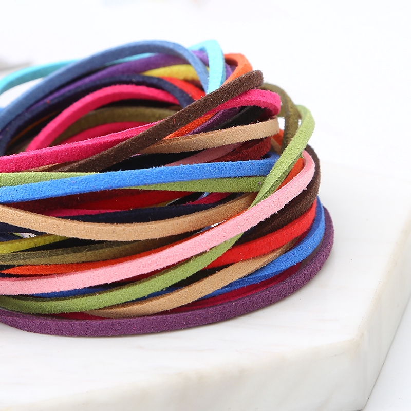 Cuộn dây da lộn nhiều màu 3mm dài 4m dùng làm trang sức vòng đeo tay và dây chuyền diy
