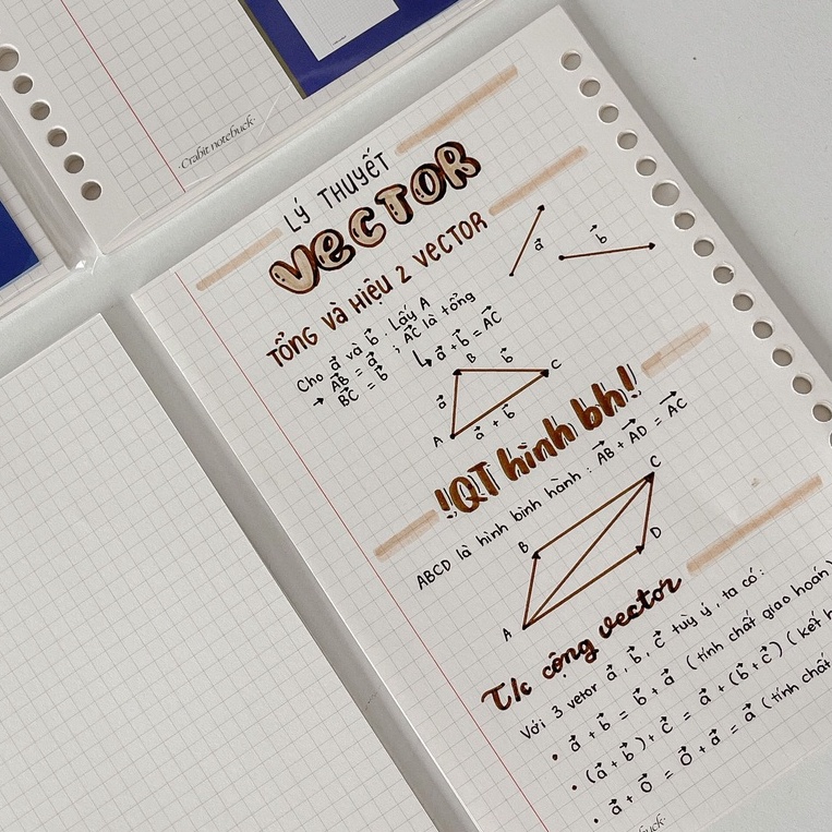 Sổ còng A5 bìa còng Crabit Someday 20 lỗ, 50 tờ, ruột chấm dotgrid, ruột ô vuông grid ghi chép bullet journal