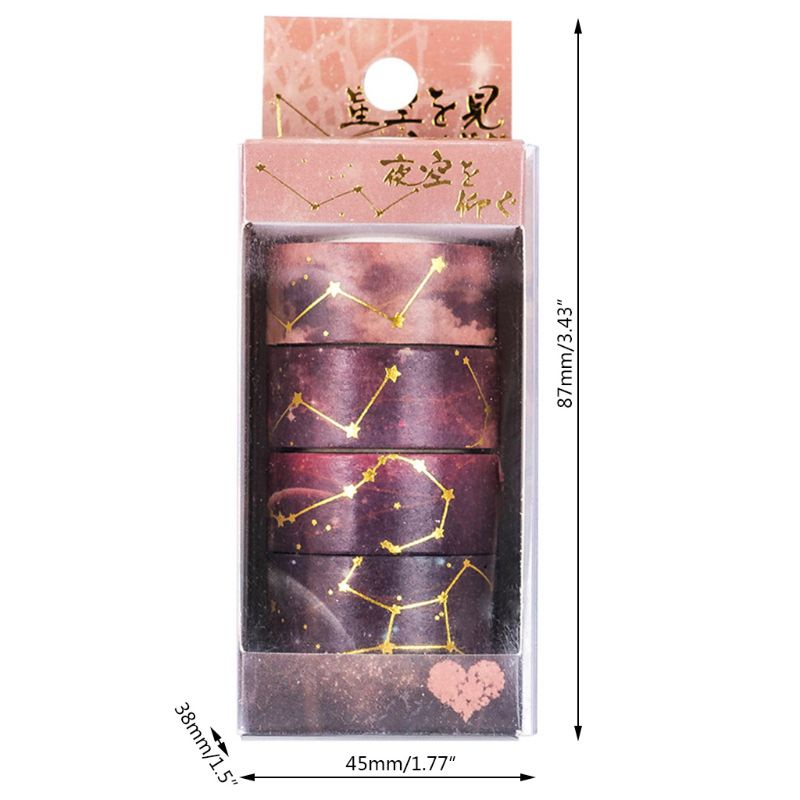 Băng Keo Washi Họa Tiết Bầu Trời Sao Dễ Thương Dùng Trang Trí Sổ Tay DIY 4 PAC