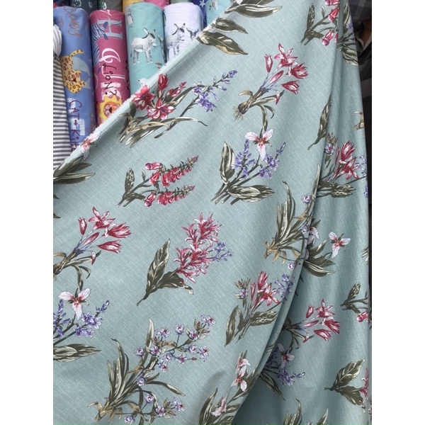 VẢI COTTON LỤA HÀN chính phẩm mẫu hoa