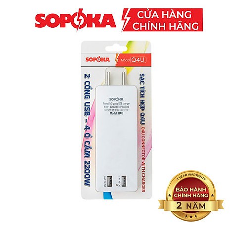 Ổ cắm điện thông minh SOPOKA Q2U Q4U tích hợp cổng USB