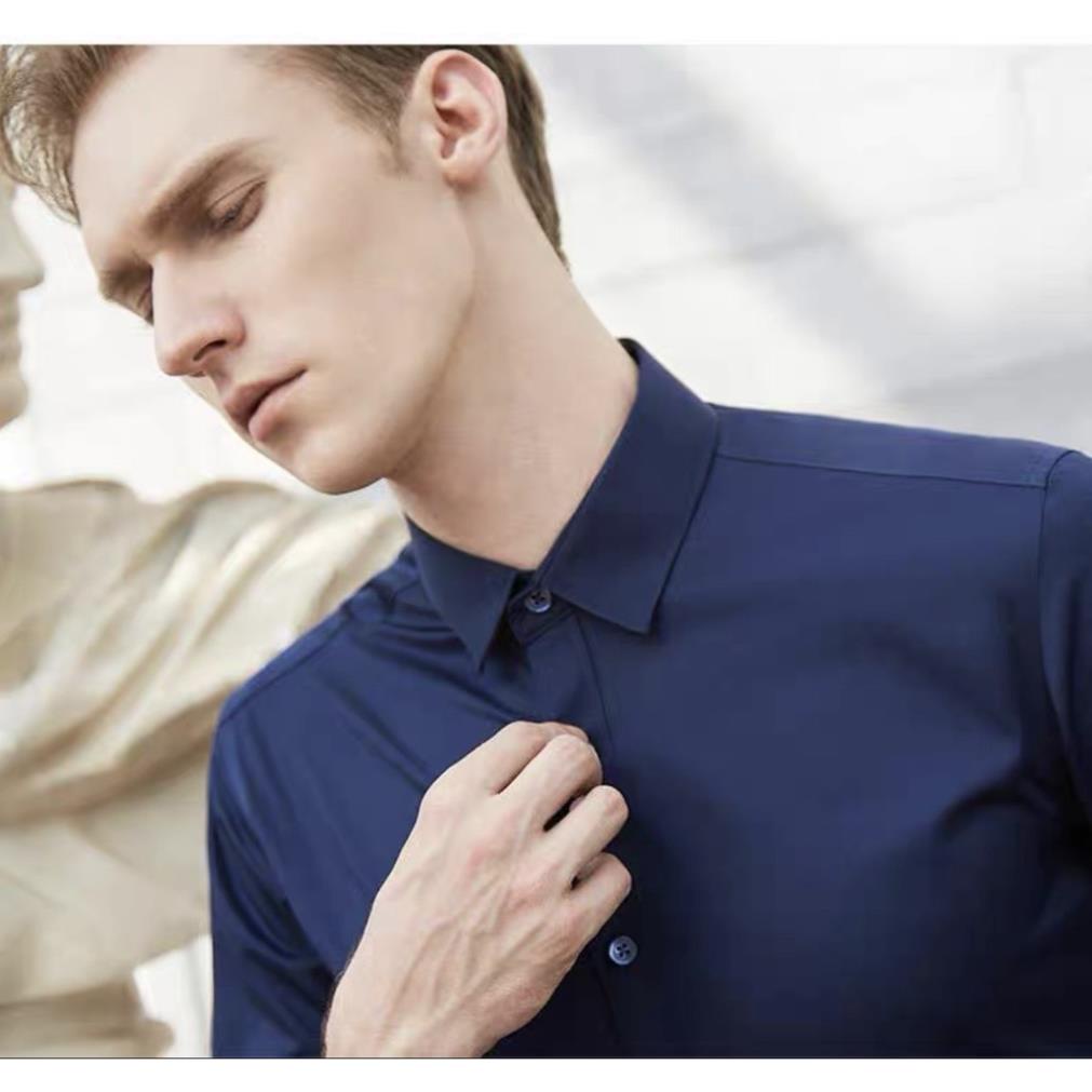 🌟HCM🌟🌺🌺️⚡ Áo Sơ MI Trơn Màu Xanh Đậm Dành Cho Nam Và Nữ Siêu Sales Hot Nhất Nami-Fashion Trong Năm Nay 1006