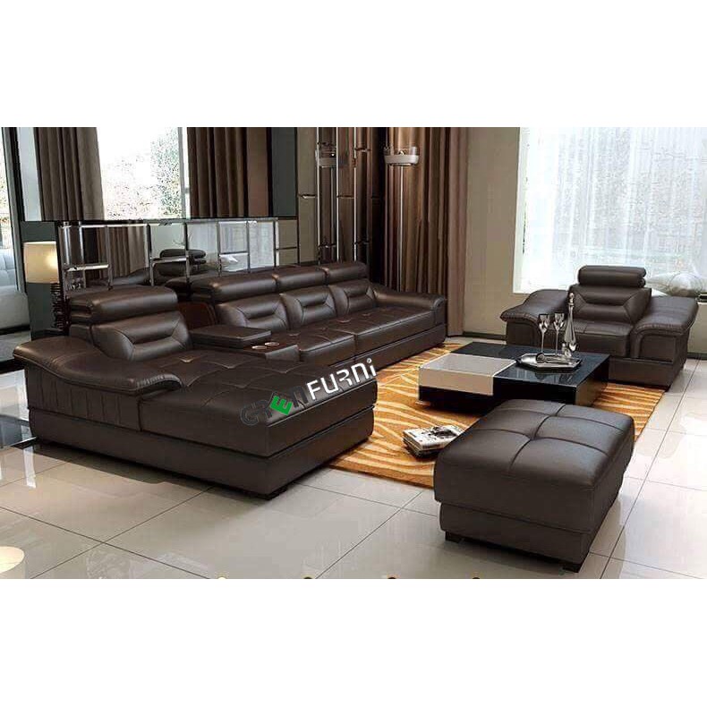 Sofa da cao cấp phòng khách nhập khẩu có dôn và ghế đơn SF1570