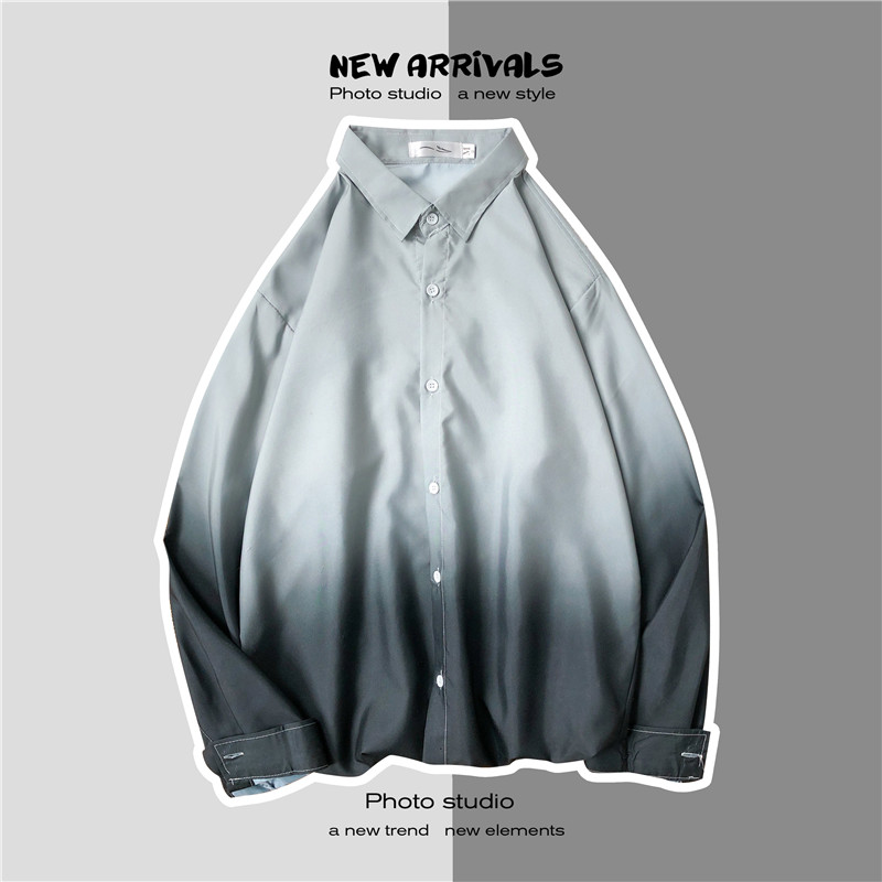 Áo sơ mi tay dài màu gradient cài nút cỡ M-3XL dành cho nam