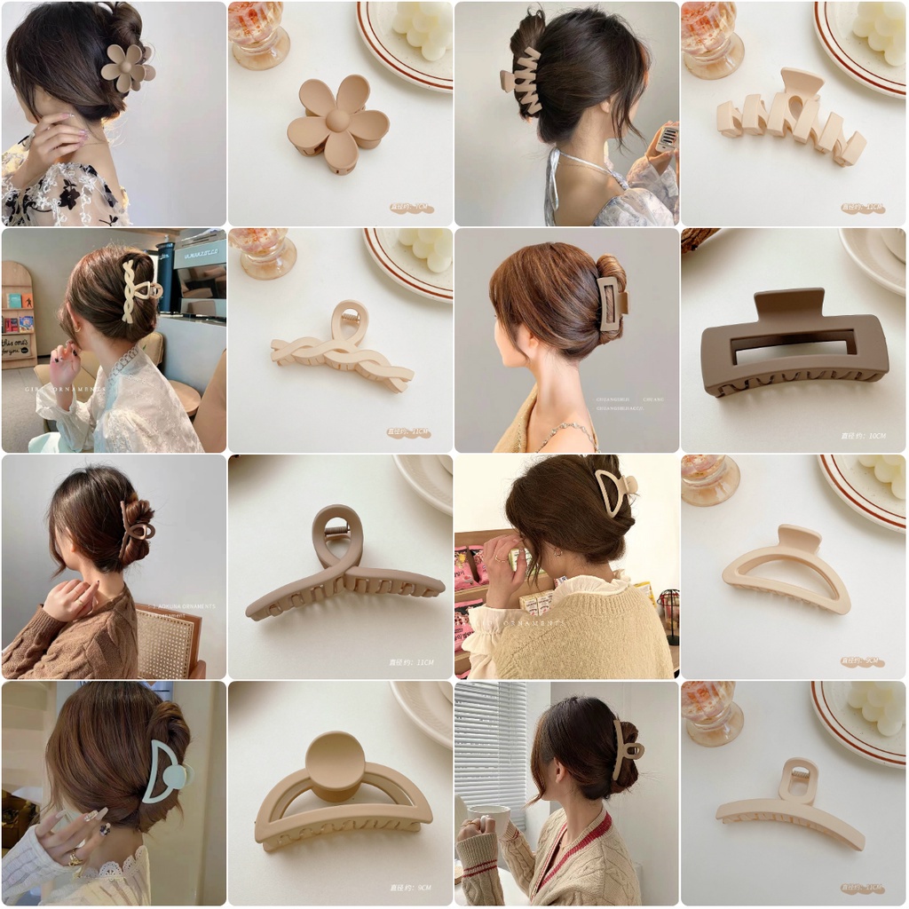 Bộ Kẹp Tóc Càng Cua Lớn Màu Trơn Nhám Phong Cách Vintage Thời Trang Cho Nữ