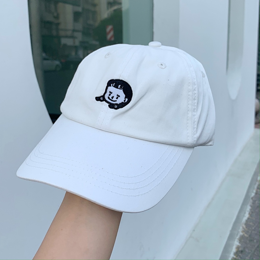 Mũ lưỡi trai LINJW chất liệu cotton mềm thêu hoạt hình phong cách Hàn Quốc 2021