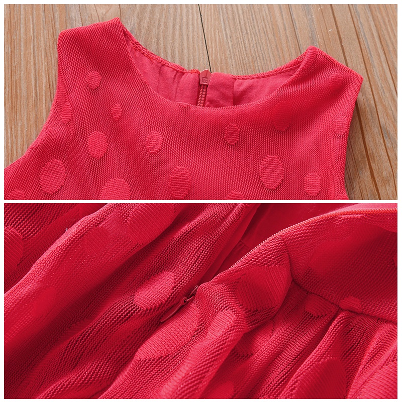 Đầm Xoè Tulle Màu Đỏ Cho Bé Gái