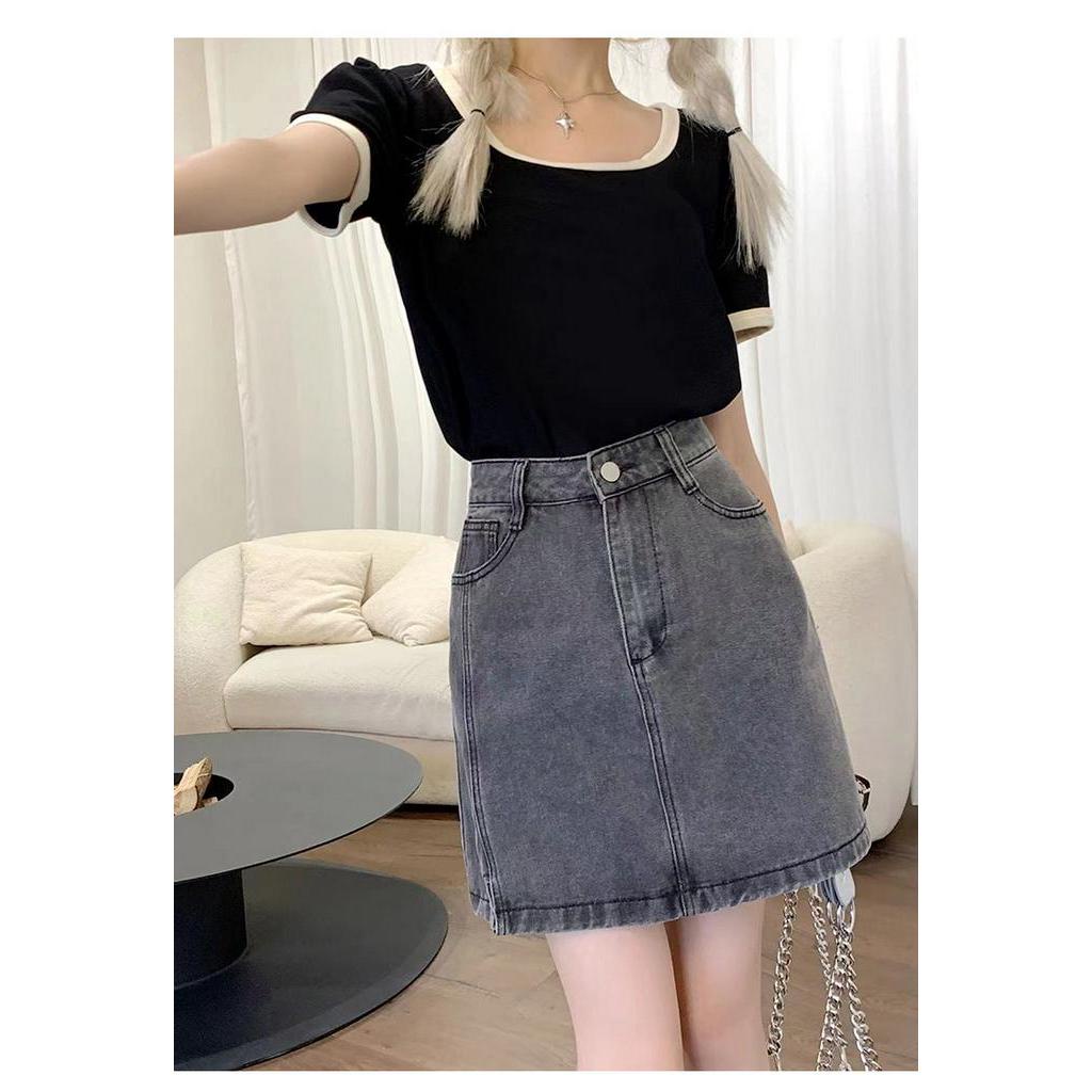 Chân Váy Denim Chữ a Lưng Cao Dáng Ngắn Thời Trang Mùa Hè Sành Điệu 64225