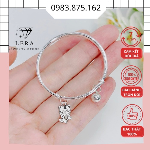 Lắc tay bé tuổi dần 2022 khắc chữ và treo con giáp hổ bạc khắc laze, vòng tay bạc ta nguyên chất trẻ em tại Lera