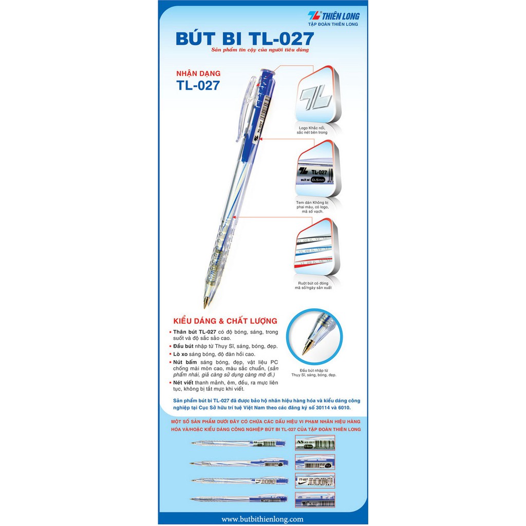 Hộp 20 Bút Bi Thiên Long TL-027 ( Chính Hãng Thiên Long )