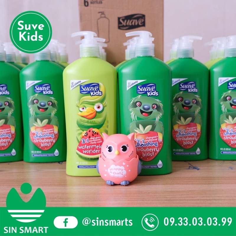 Sữa Tắm Gội Xả 3 In 1 Suave Kids 1.18L và 532ml với 2 mùi trái cây