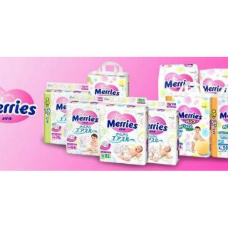 Bỉm- tã dán merries nb90/s82/m64/l54/xl44