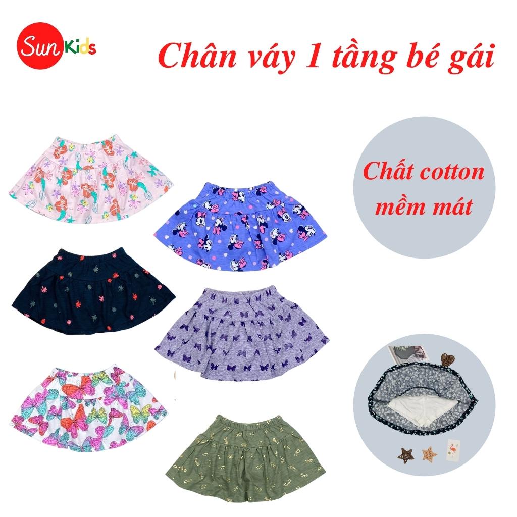 Chân váy cho bé, đầm bé gái 1 tầng, chất cotton, có quần đùi trong, size 6-10 - SUNKIDS