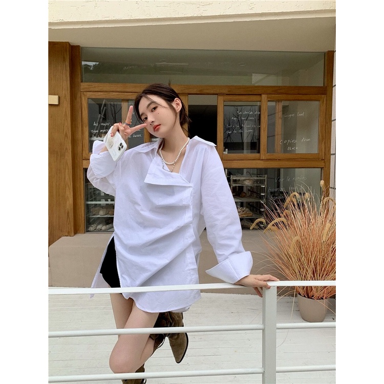 Áo Sơ Mi Tay Dài Dáng Rộng Thiết Kế Mỏng Thời Trang Mùa Thu Dành Cho Nữ