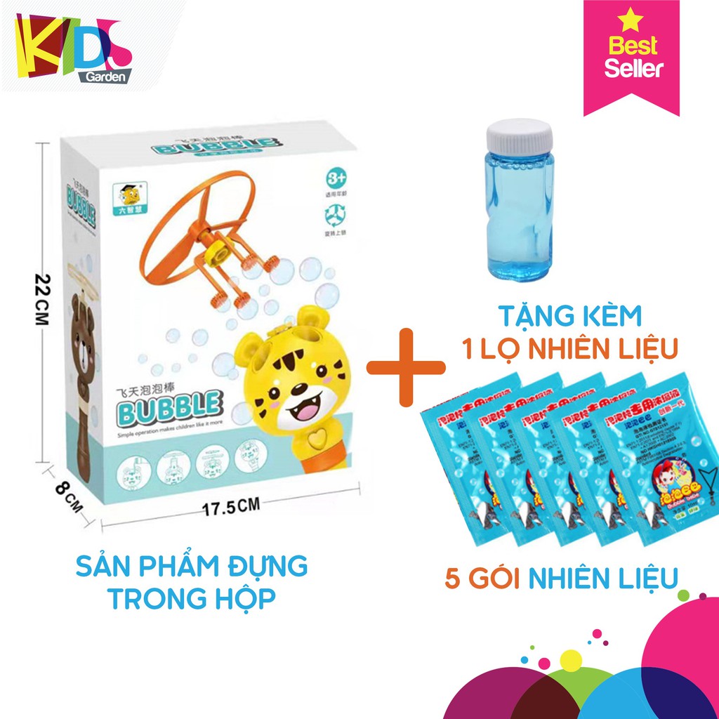 [NHIỀU QUÀ TẶNG] Đồ chơi Súng bắn bong bóng kèm chong chóng thổi bóng bóng xà phòng, tặng 1 bình 50ml + 5 gói nhiên liệu