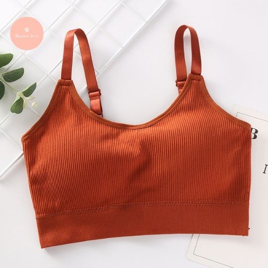 Bra khứa 2 dây, bralette cổ chữ V, áo ngực, áo lót thể thao khoét lưng ít, Queen.nga