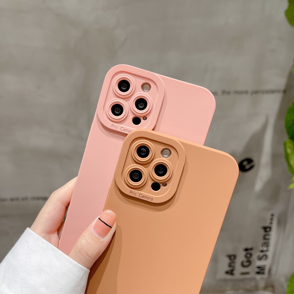 Ốp điện thoại mềm màu nâu / hồng đơn giản thích hợp cho Iphone 12 Pro Max 11 Pro Max Xs Max Xr X 7plus Ins13 Proamx