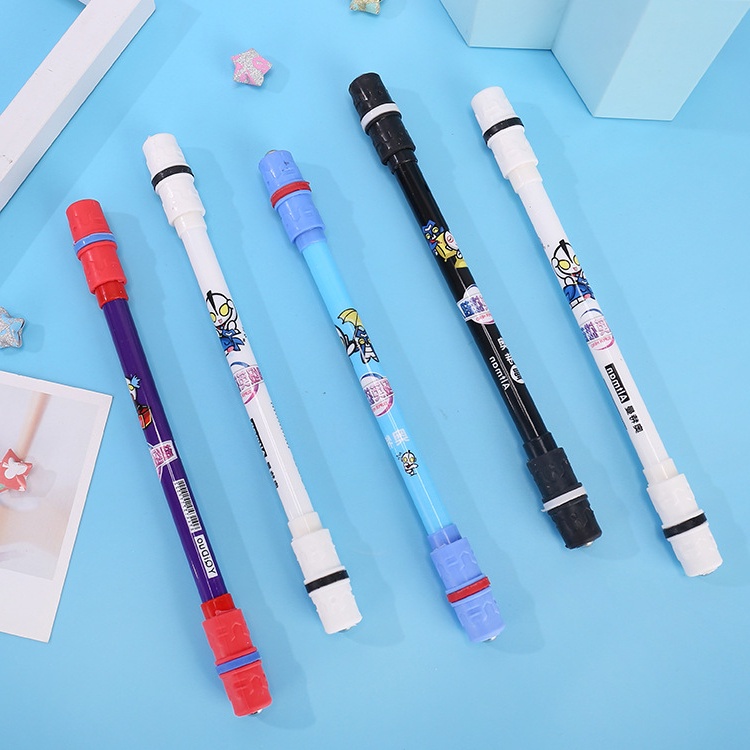 Bút Gel Xoay Có Đèn LED Phát Sáng Họa Tiết Hoạt Hình Vui Nhộn Cho Trẻ Em