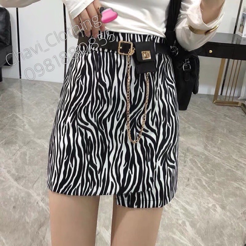 Chân váy dạ báo kèm đai túi xích QC hot hit