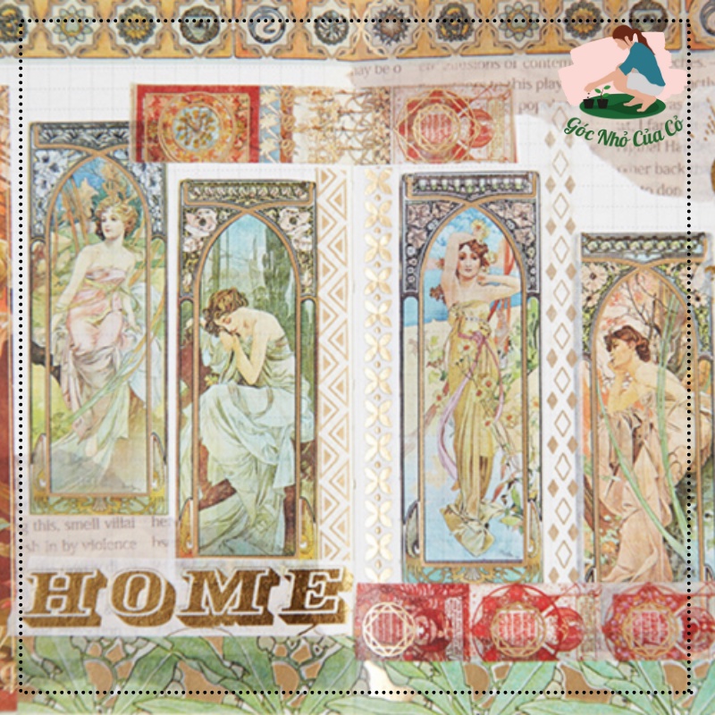 Hộp 20 cuộn Băng dính washi tape chim hạc cổ trang gocnhocuaco VPP0040