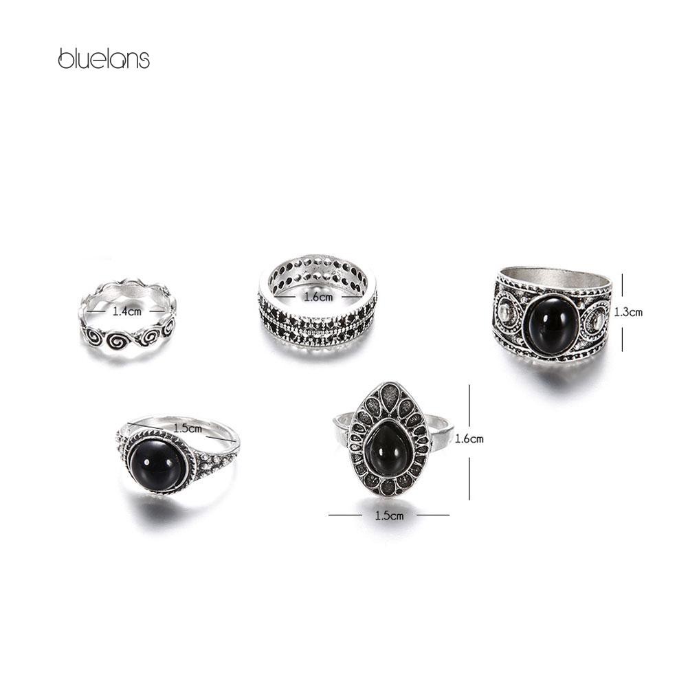 Set 5 Nhẫn Đeo Đốt Ngón Tay Phong Cách Vintage Cho Nữ