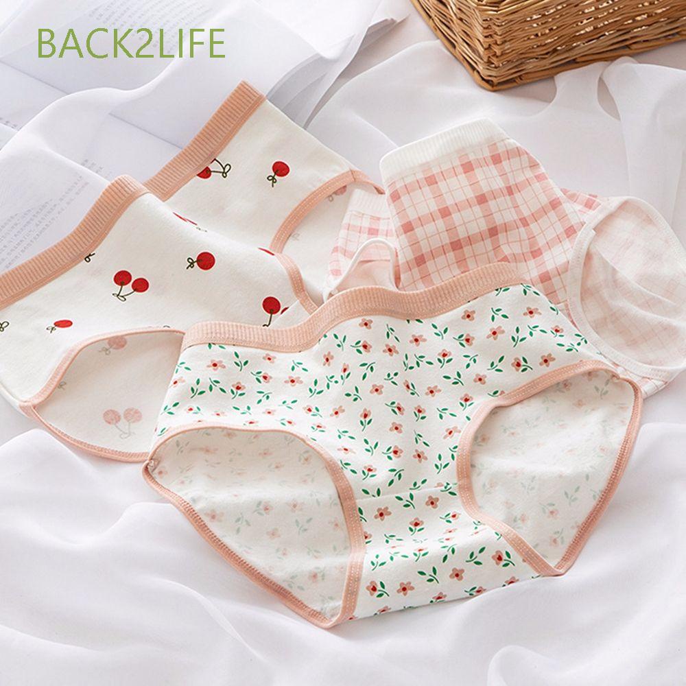 Quần lót cotton mềm mại co giãn thoáng khí in họa tiết hoa và quả cherry phong cách Hàn Quốc cho nữ
