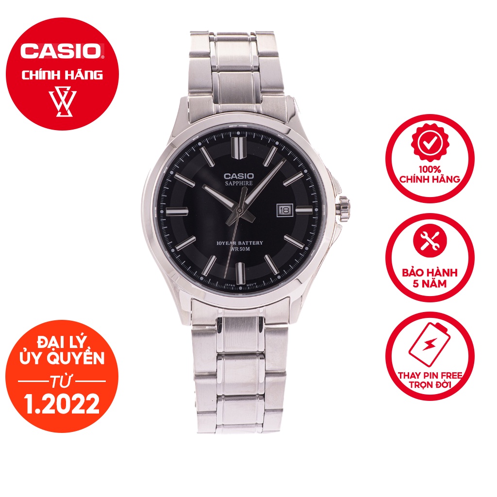 Đồng Hồ Quartz Nam Casio WATCHSTORE MTS-100D-1AVDF Thiết Kế Mặt Kính Sapphire 41mm, Dây Đeo Kim Loại Và Vỏ Thép Không Gỉ