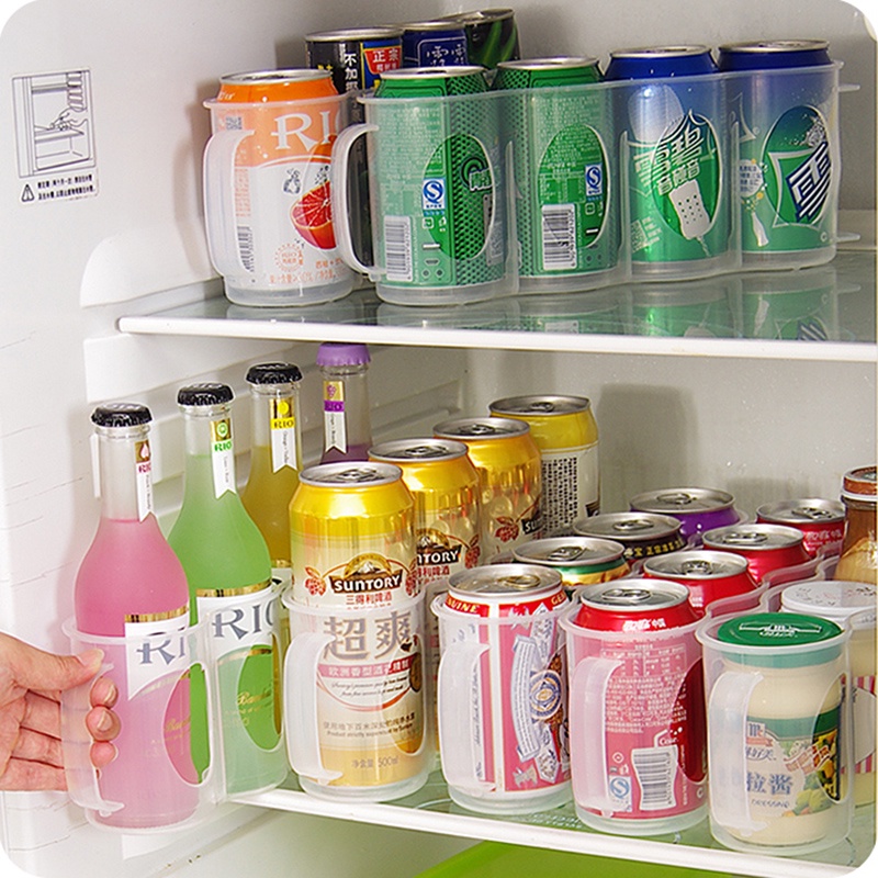 Thức Uống Bình Tổ Chức Nhà Bếp Tủ Lạnh Bảo Quản Hộp Phụ Kiện Nhà Bếp Cola Đồ Uống Có Thể Tiết Kiệm Không Gian Hoàn Thiện 4 Ốp Lưng Giỏ Có tay Cầm