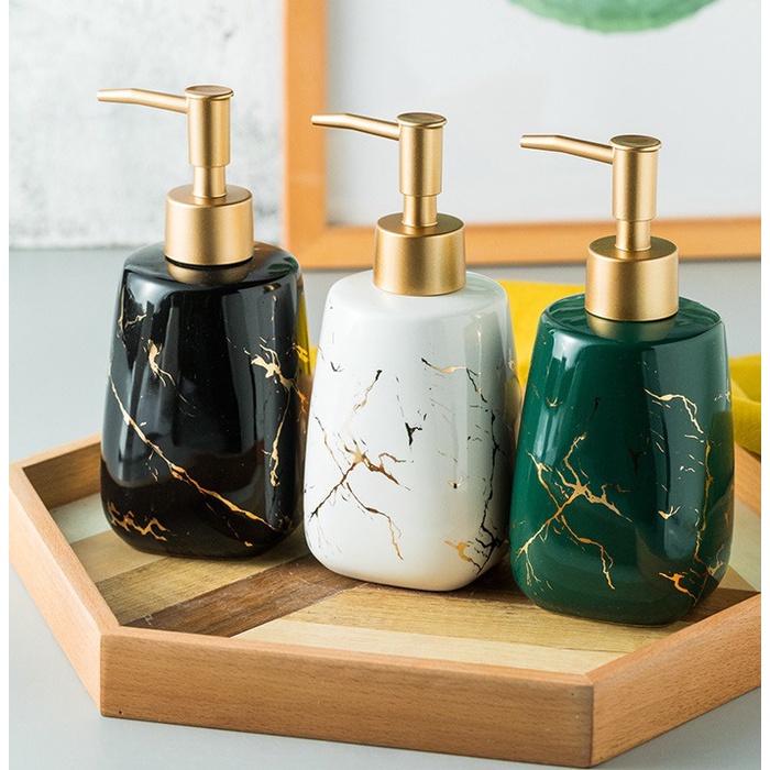 Bình Đựng Dầu Gội Sữa Tắm Chất Liệu Sứ Cao Cấp, Bình Sứ Đựng Nước Rửa Tay Loại 350ml